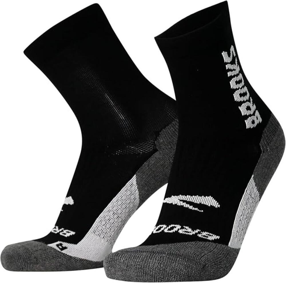 Brooks Men's Medium Black Ghost Performance Running Cushioned Crew Socks B16-5